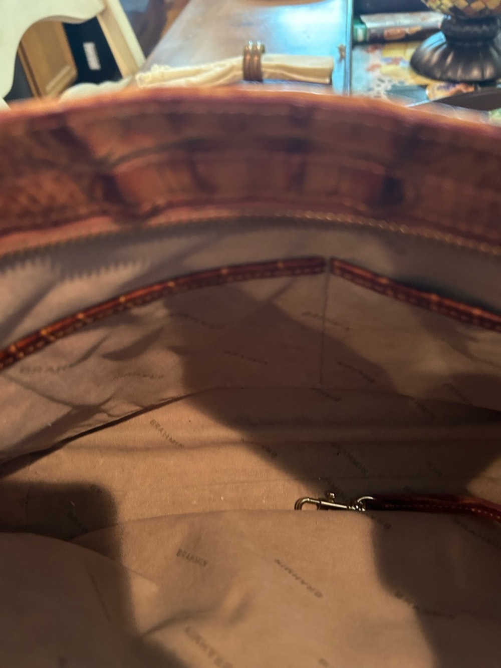 Brahmin Cognac Croc-Embossed Shoulder Bag - Picture 6 of 6